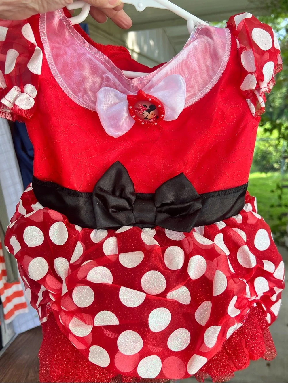 Disney Red and White Polka Dot Minnie Costume Dress with Black Bow